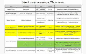 Reprise et événements de septembre